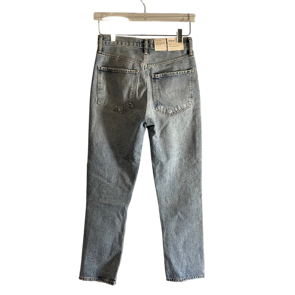 Agolde Riley Distressed High Rise Light Wash Straight Leg Jeans Size 26 NWT - Picture 2 of 12